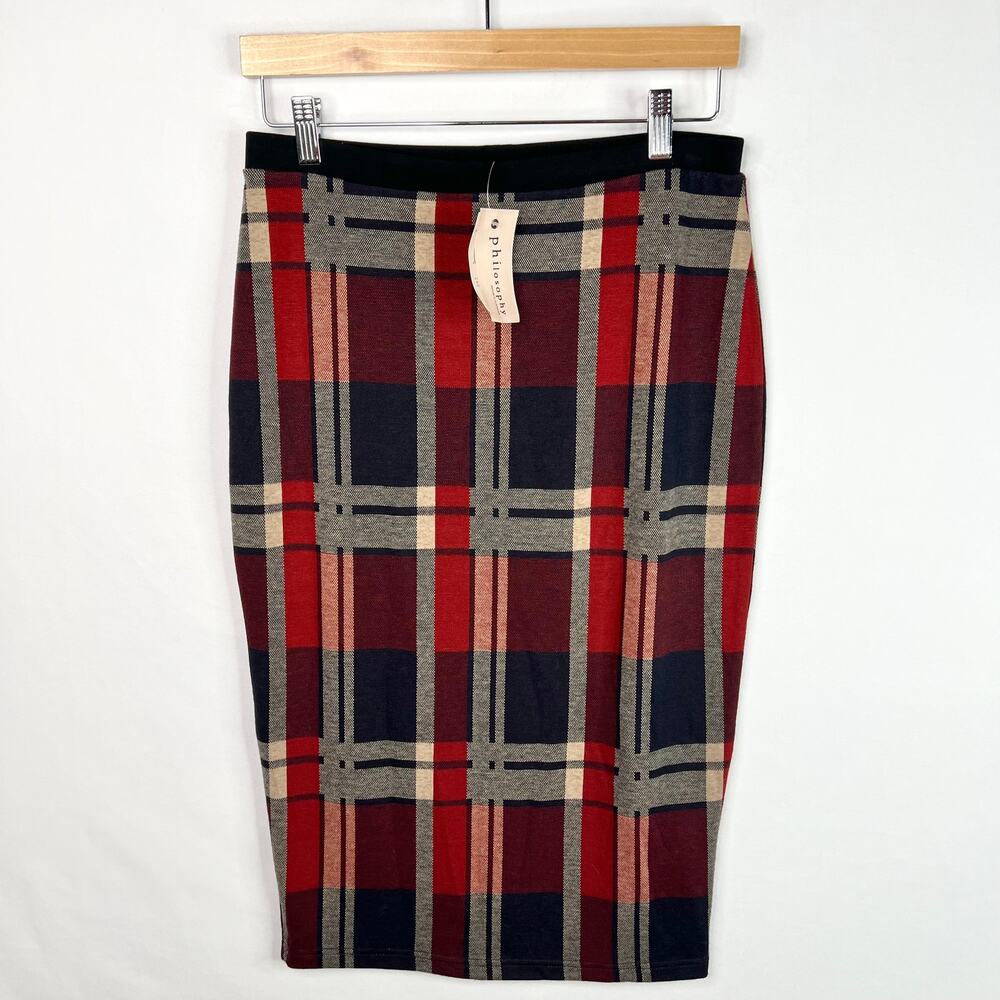 NWT Philosophy Plaid Fabric Pull On Skirt M